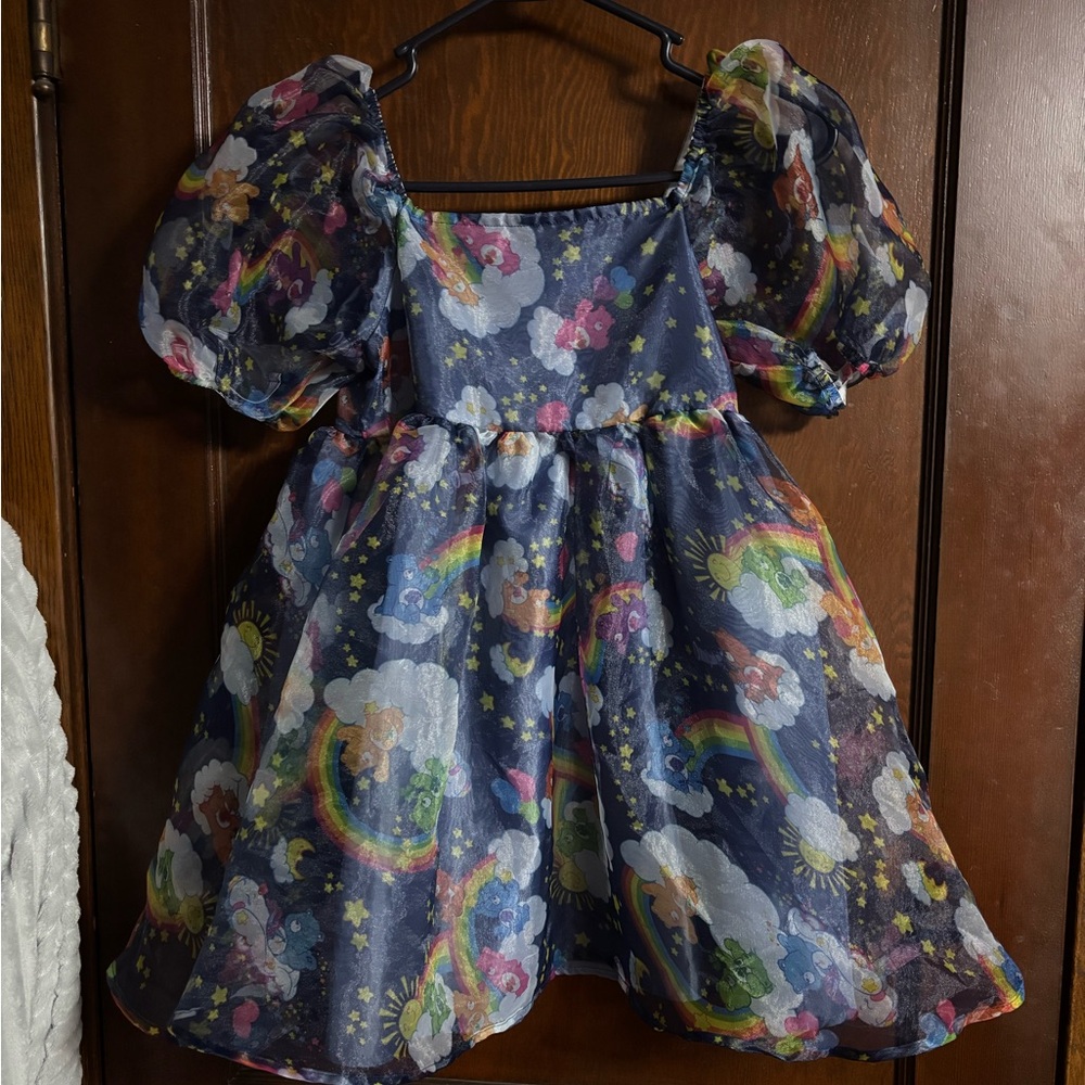 Care Bears Blue Puff Sleeve Square Neck Dress